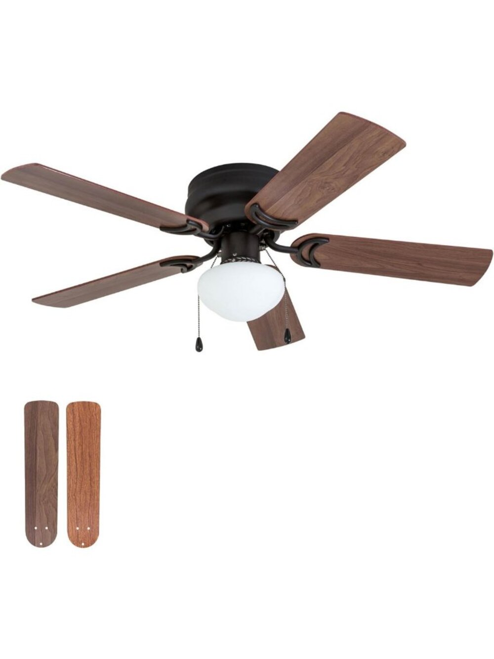 Traditional 42" LED Ceiling Fan with Light, 5 Blades, Indoor Flush Mount, Bronze